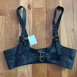 Free People rebel leather harness, black, small